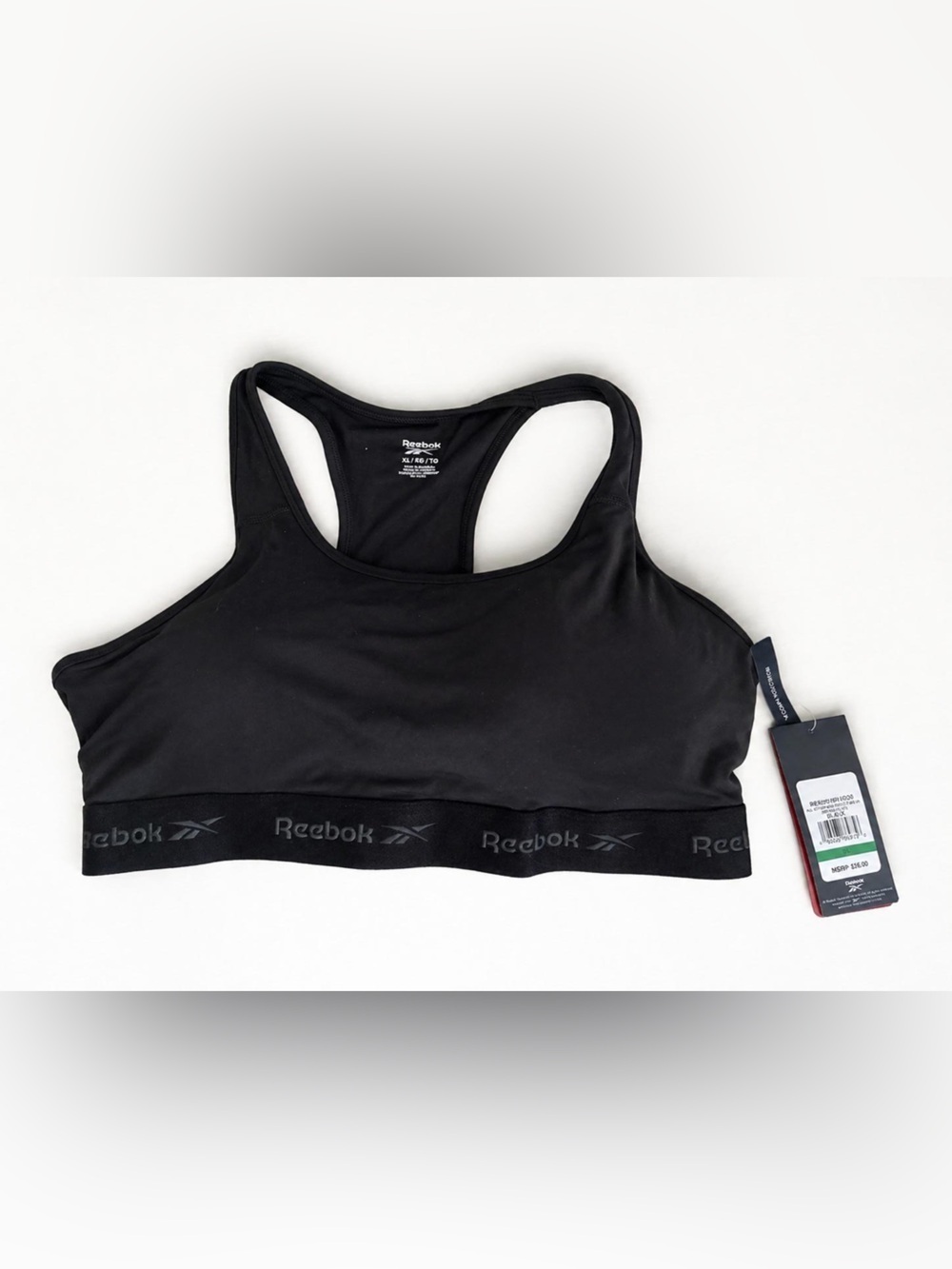 Reebok Black Sports Bra XL Medium Support Racerback Stretch Activewear Gym Yoga